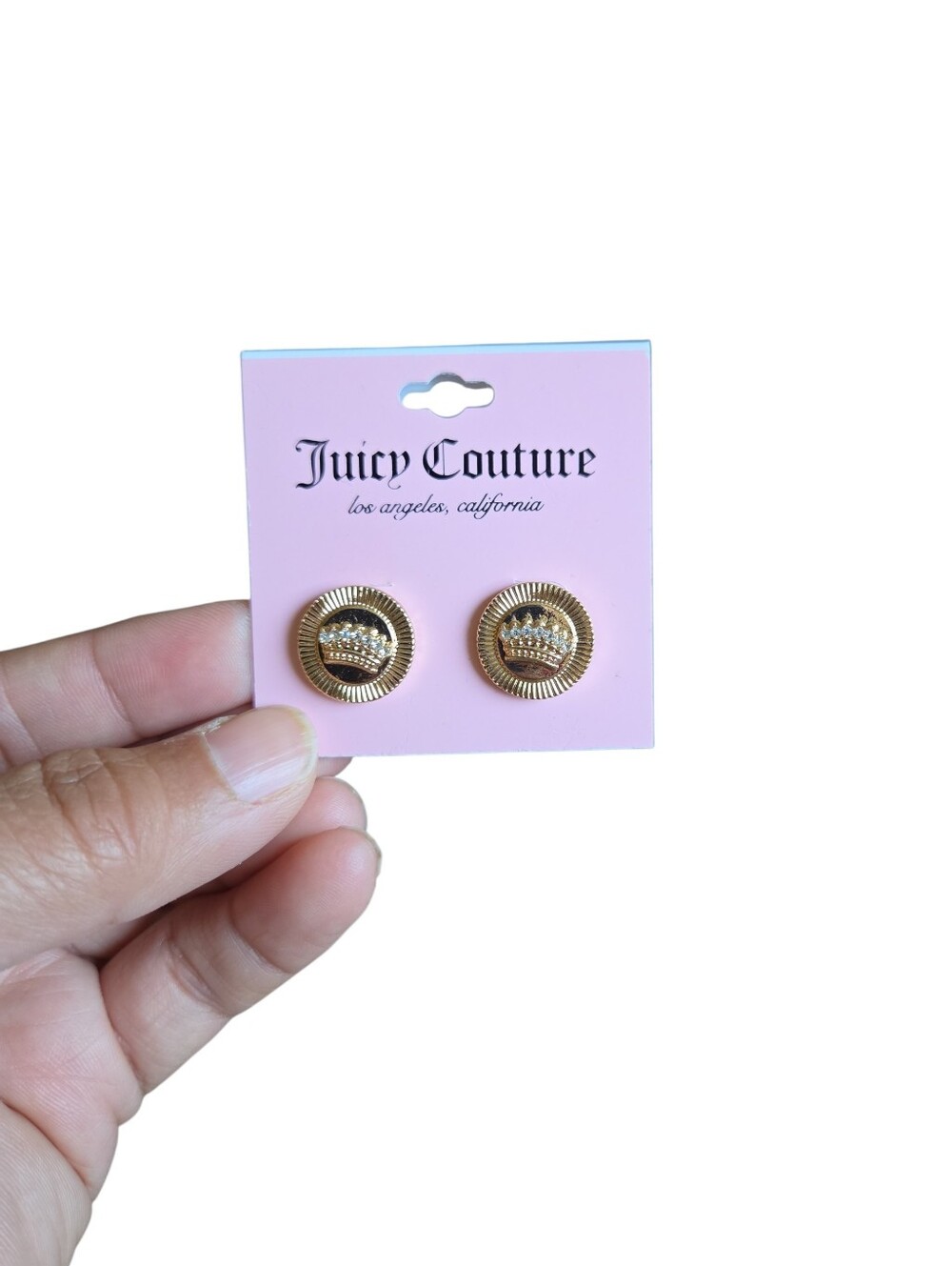 Juicy Couture Gold-Tone Crown Button Stud Earrings